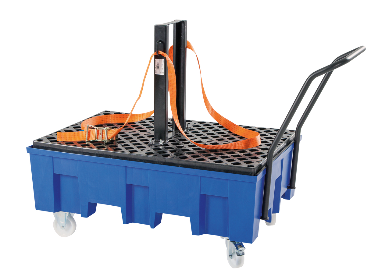 Befestigungsset für 200-L-Fässer für Auffangwannen mit Gitterrost, Maße 408x85x600 mm